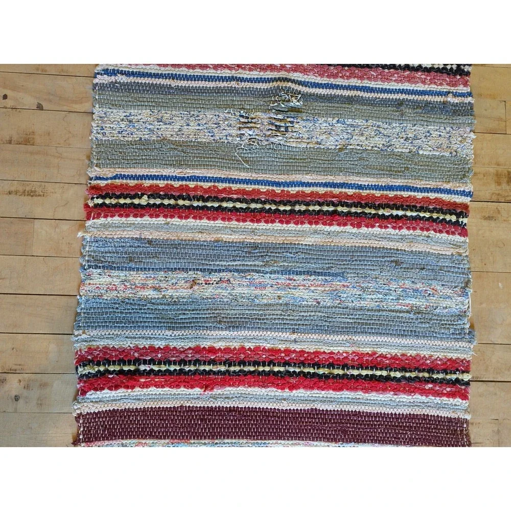 Antique Imported Swedish Hand‎ Made Rag Rug Runner (135